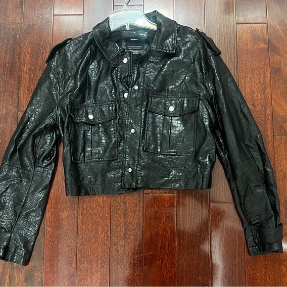 Bershka Jackets & Blazers - Bershka Shiny Black faux Leather Jacket